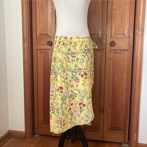 LOFT Yellow Floral Wrap Skirt, Size 8P